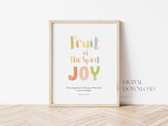 Fruit Of The Spirit Joy Colorful Kids Nursery Bible Verse Poster