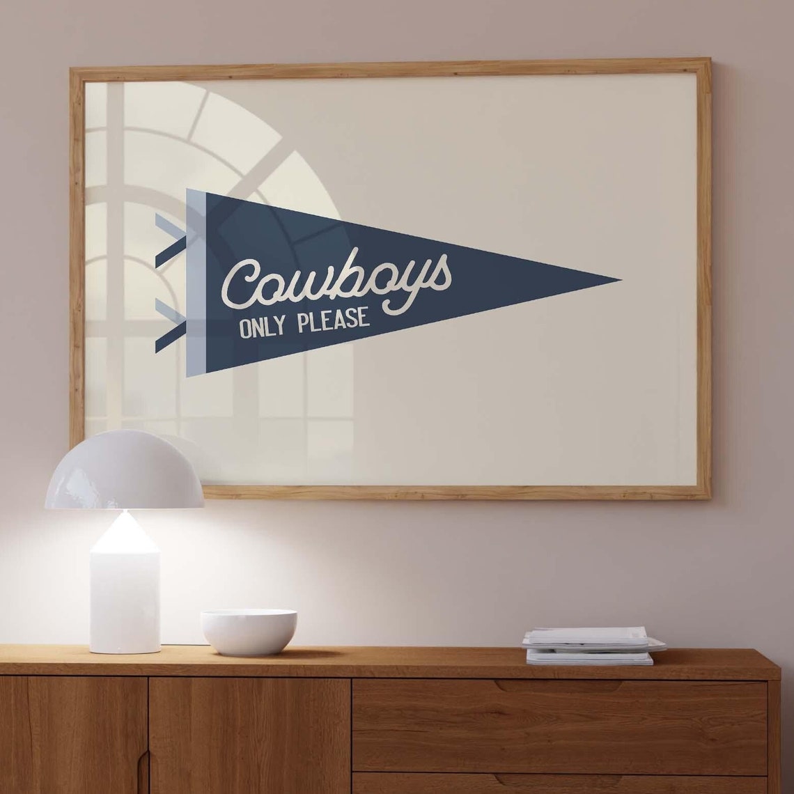 Cowboys Only Please Navy Pennant Flag Western Typography Poster