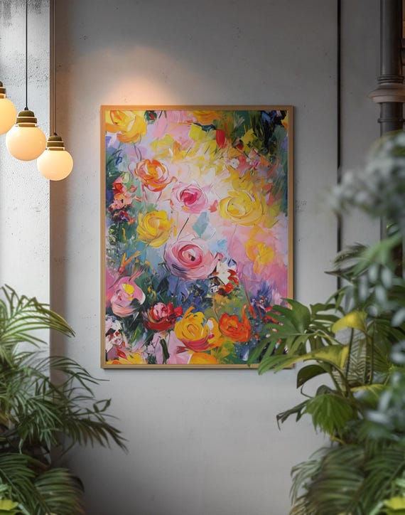Abstract Floral, Colorful Impressionist Flower Art Print