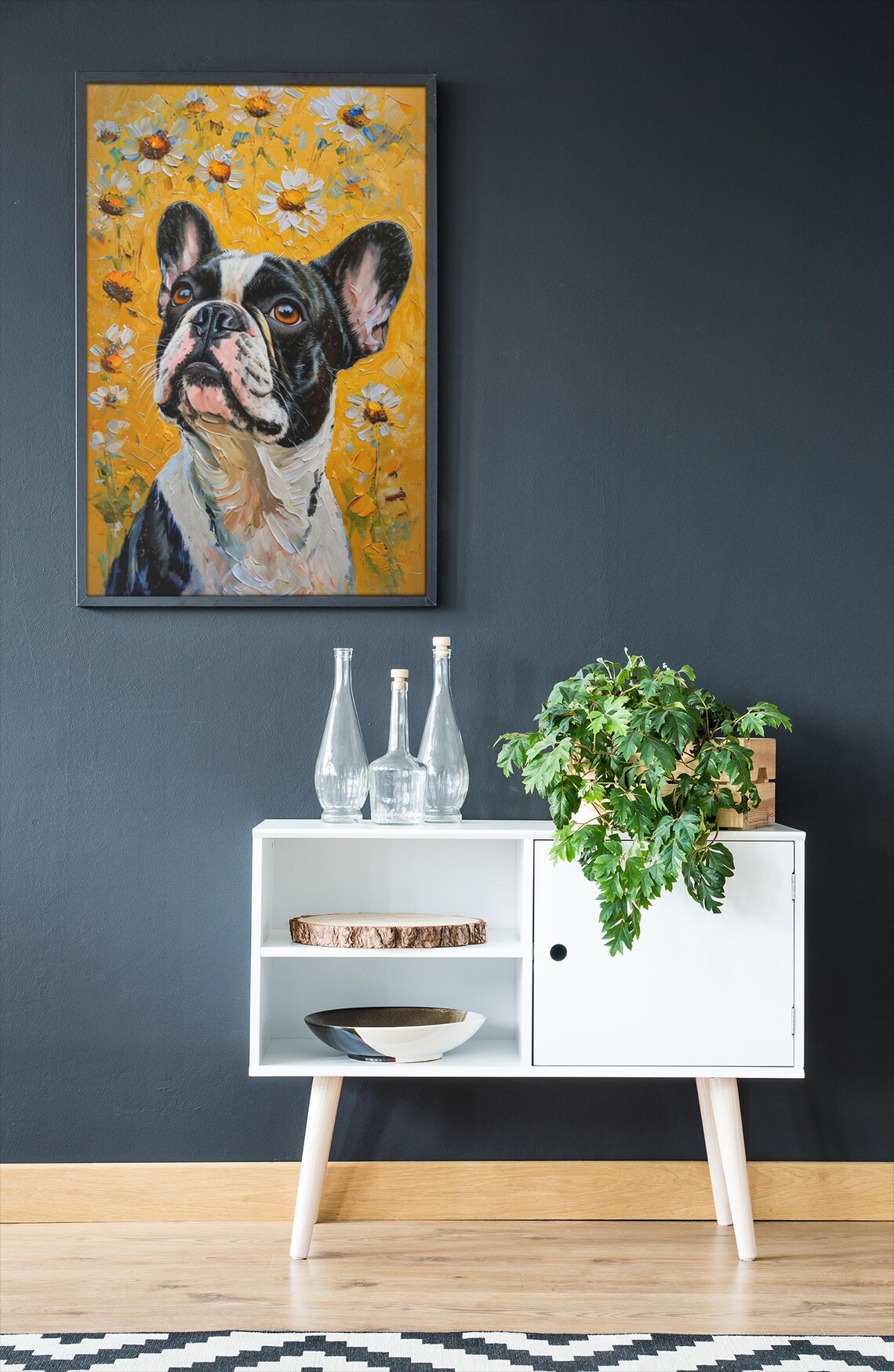 French Bulldog Floral Dog Portrait, Cute Pet Decor - Image 2