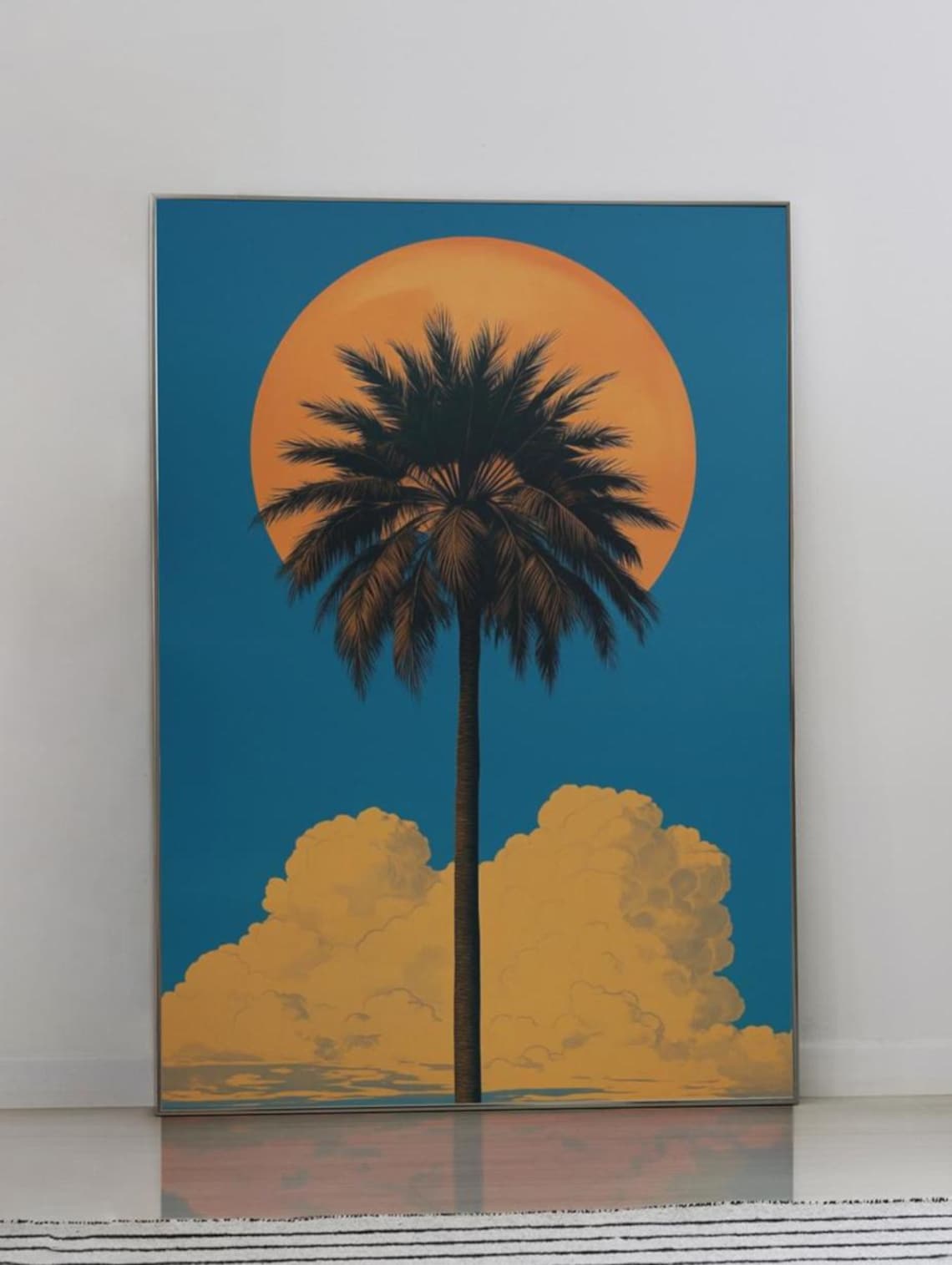 Palm Tree Sunset Poster, Tropical Beach Decor