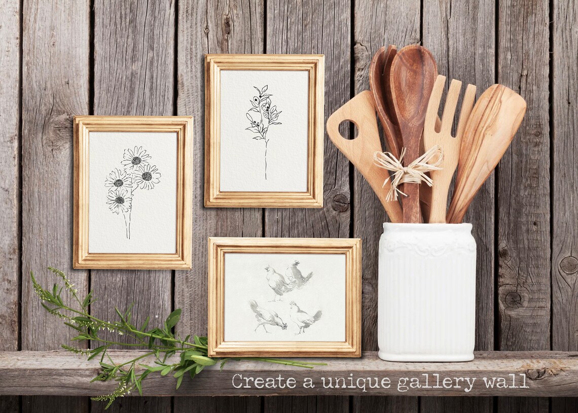 Minimalist Botanical Branch Line Art Ink Sketch Neutral Wall Decor Print - Image 2