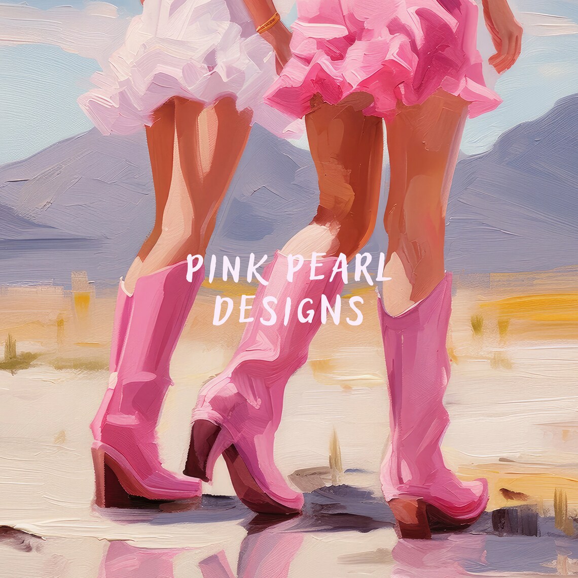 Preppy Coastal Cowgirls Pink Cowgirl Boots Art Print - Image 6