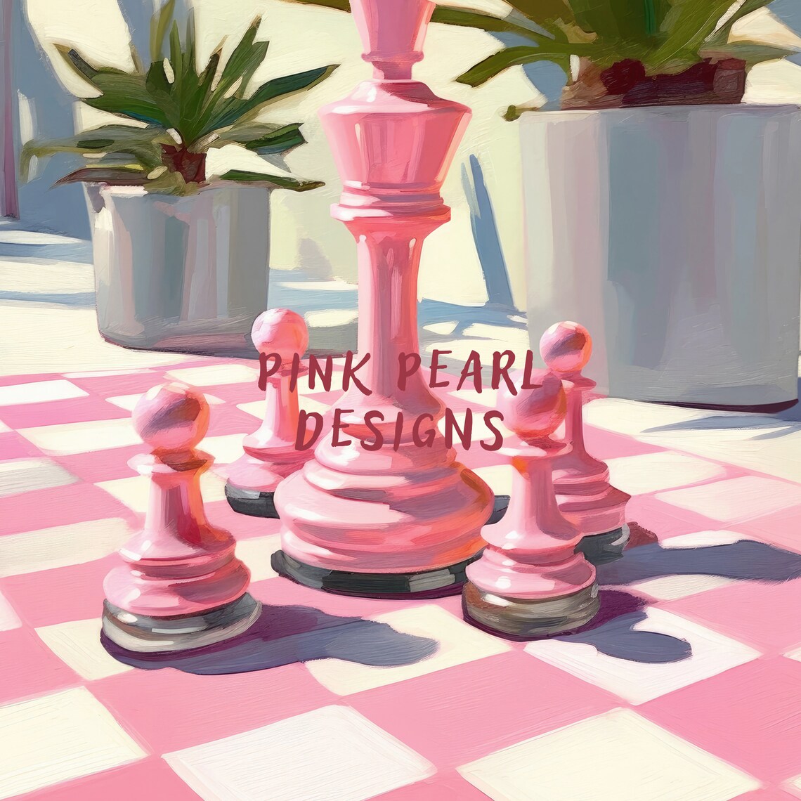 Preppy Pink Chess Pieces Art Print, Retro Aesthetic - Image 6