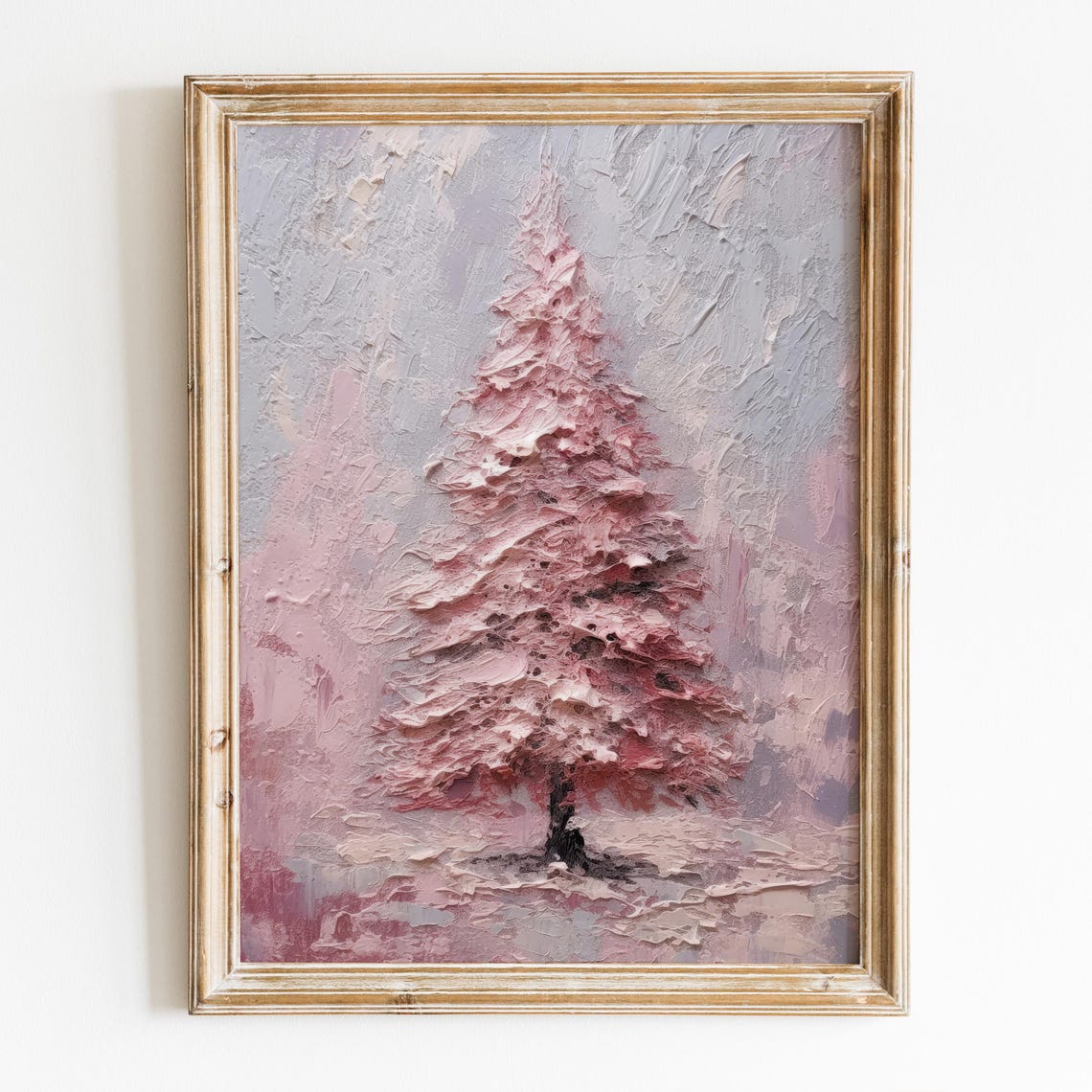 Pink Textured Christmas Tree Minimalist Holiday Wall Art Poster - Image 6