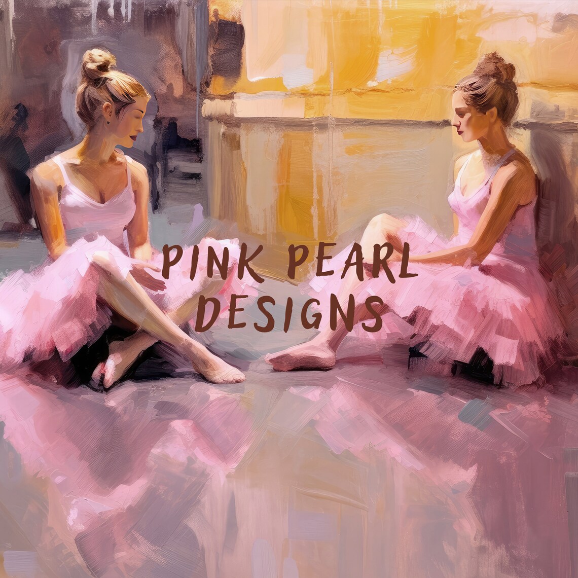 Two Ballerinas in Pink Tutus Resting on Studio Floor Oil Painting Poster - Image 2