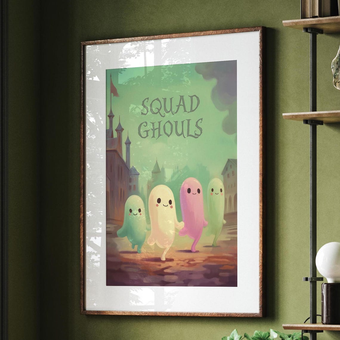 Cute Ghosts Squad Girly Wall Art Pastel Halloween Decor Preppy Halloween Poster Girls Prints Nursery Wall Art - Image 4