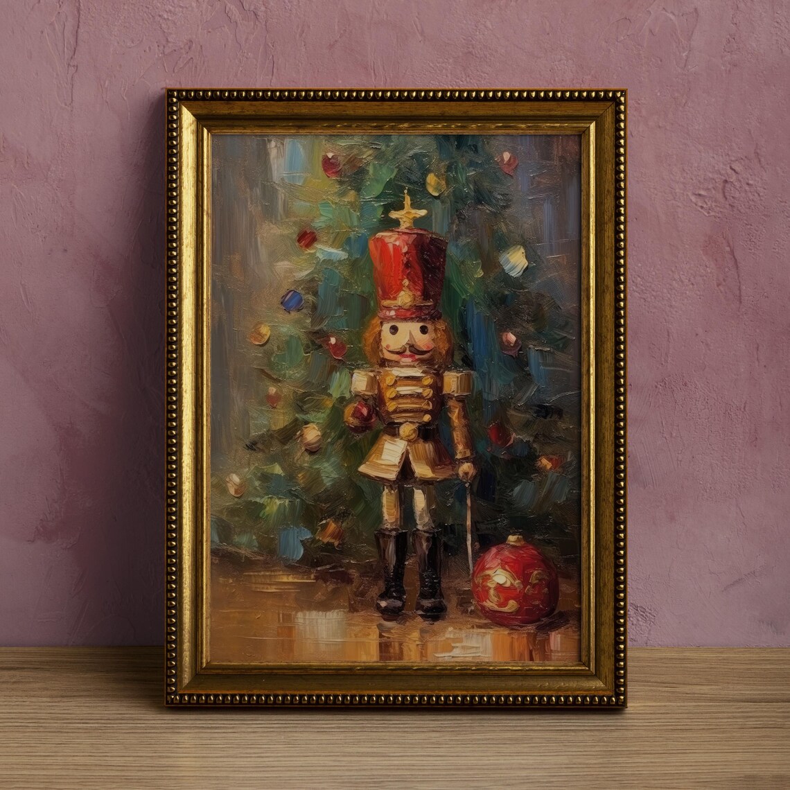 Nutcracker and Christmas Tree Vintage Christmas Art Print - Image 7