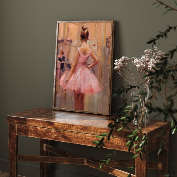 Ballerina Vintage Wall Art Print Girly Pink Preppy Room Decor Trendy Wall Art Vintage Ballet Aesthetic Painting Nursery Art