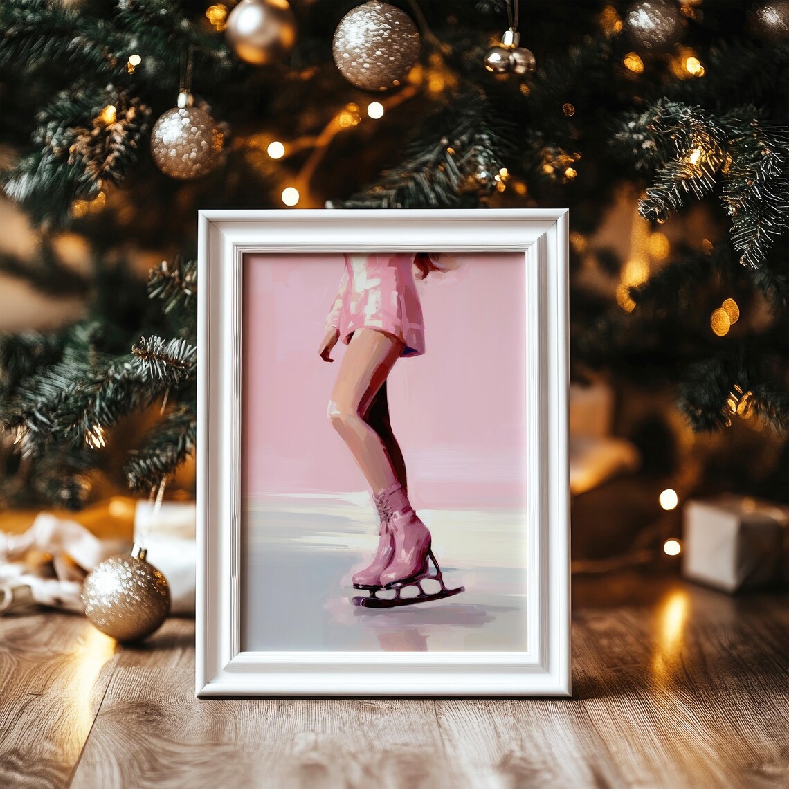 Pink Figure Skater Gliding On Ice Winter Style Wall Art Poster - Image 4