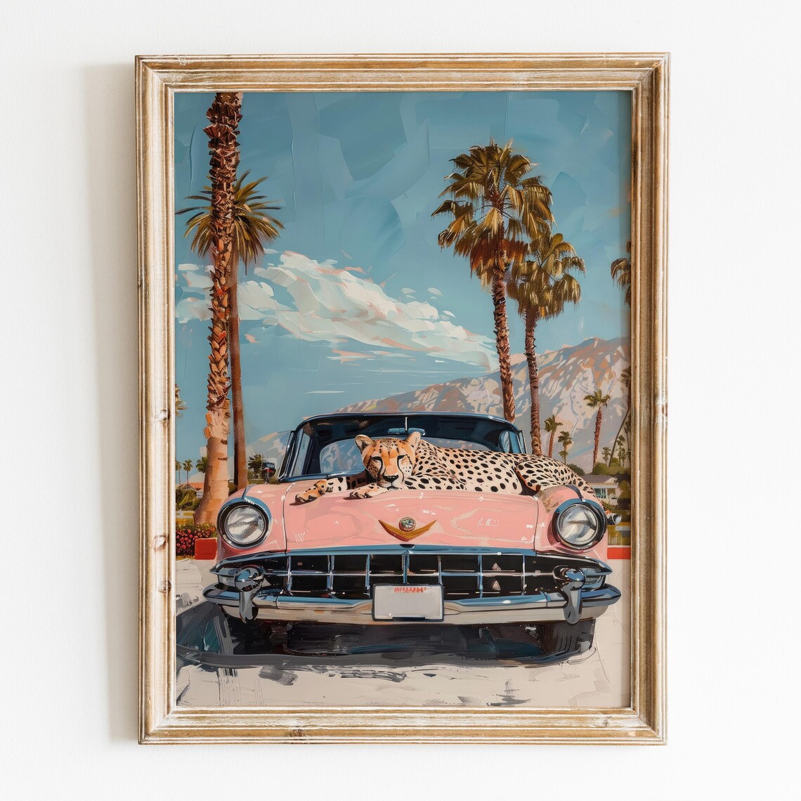 Cheetah Girly Retro Palm Springs Poster Print