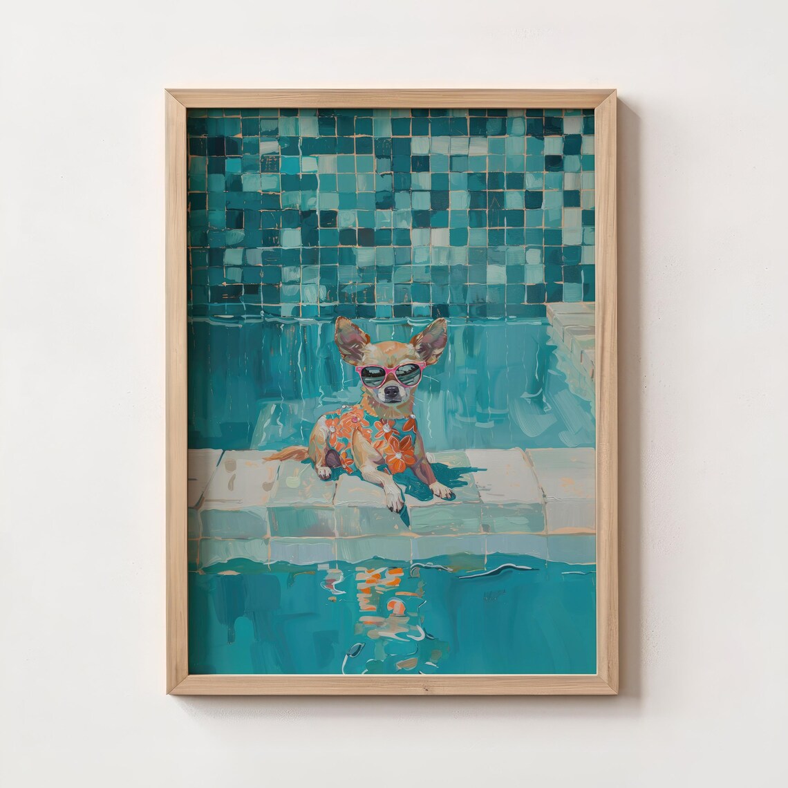 Chihuahua Pink Sunglasses Hawaiian Shirt Poolside Summer Art Print - Image 4