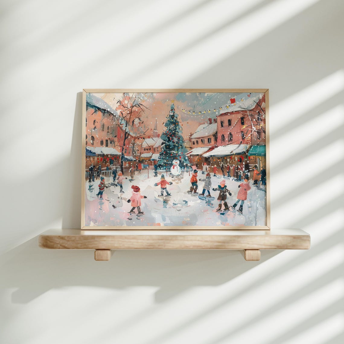 Children Ice Skating Town Square Christmas Tree Holiday Poster - Image 6