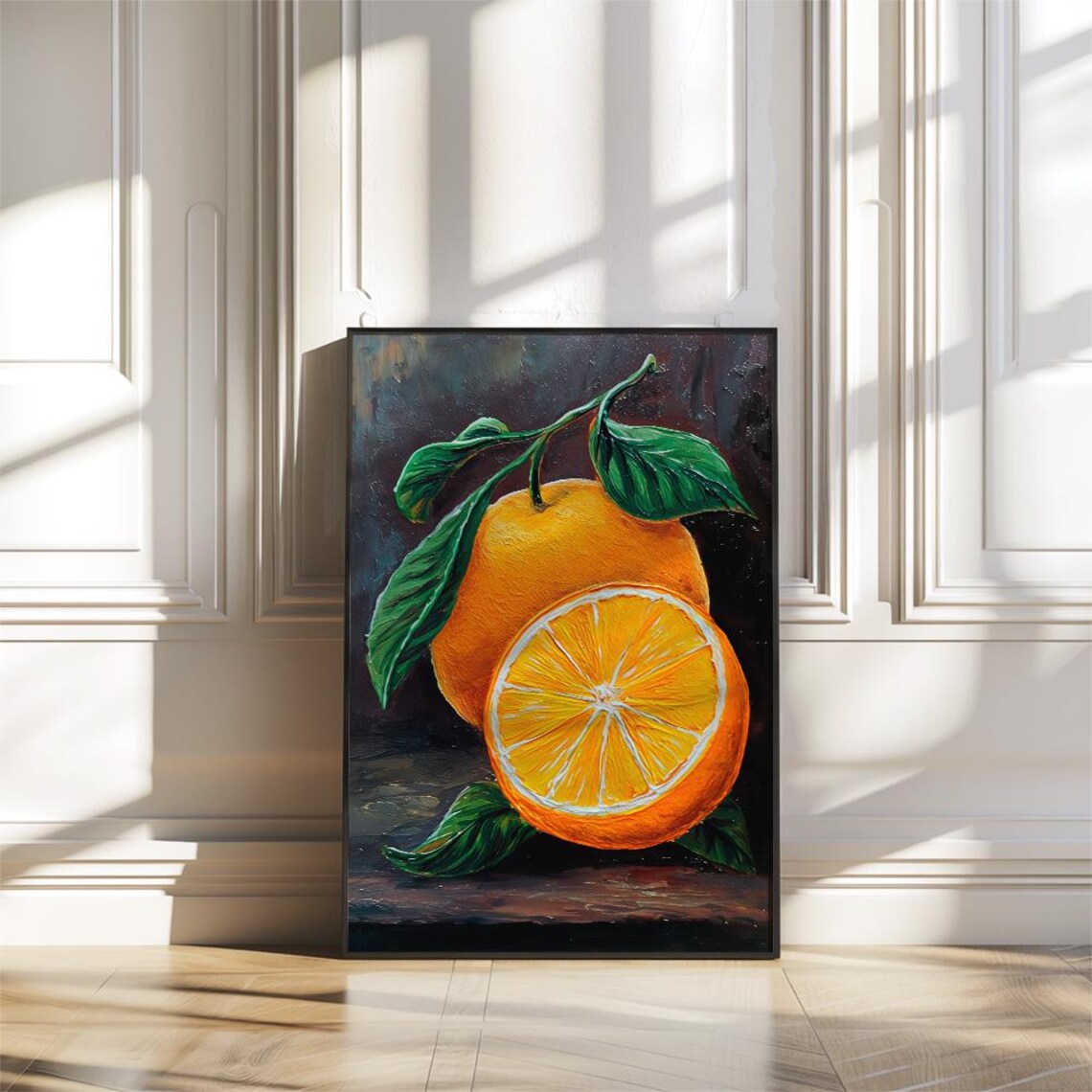 Ripe Oranges Still Life With Green Leaves Vintage Art Poster - Image 3