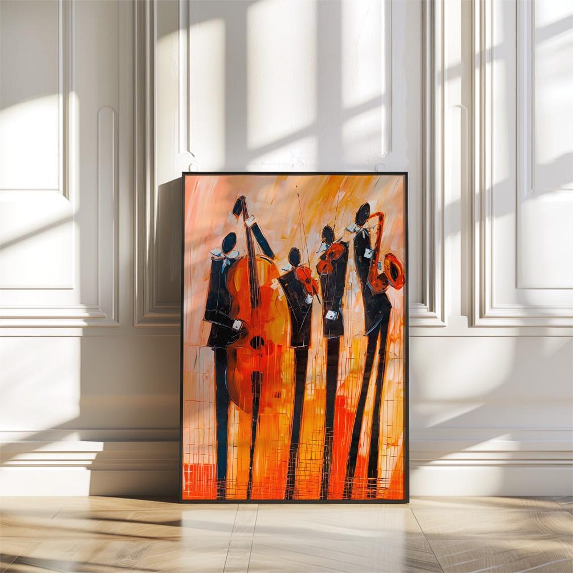 Abstract Jazz Musicians in Warm Orange Expressive Band Poster - Image 3