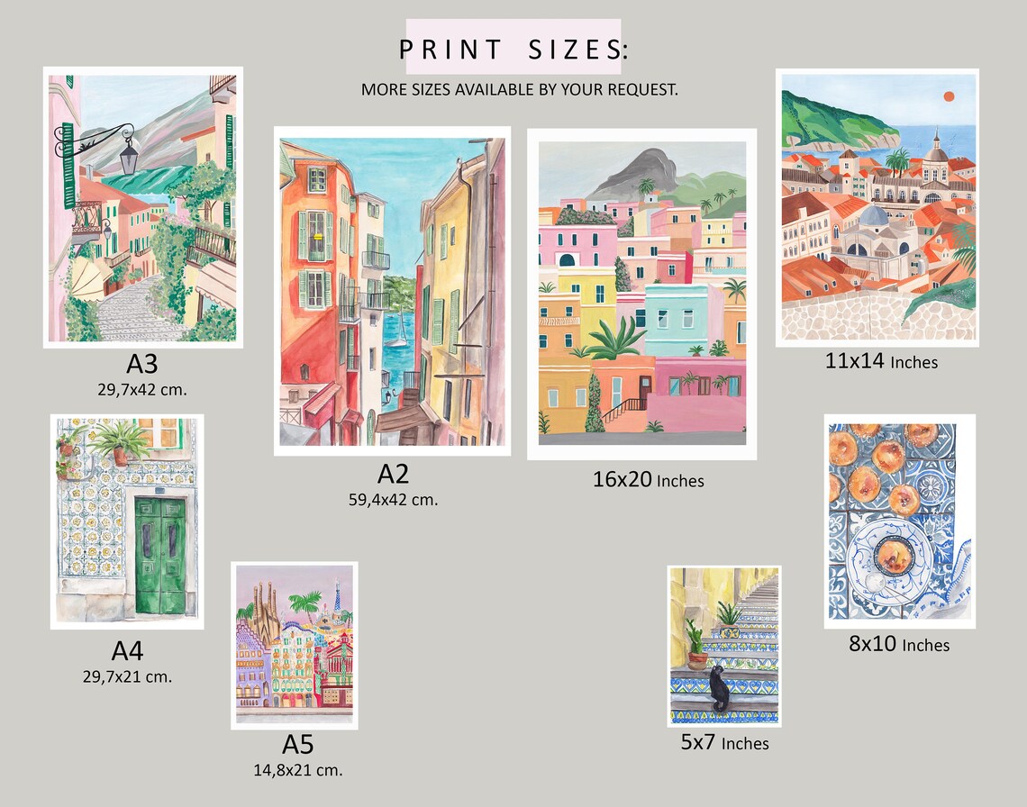French Riviera Menton Colorful Alleyway With Harbor Sea View Poster - Image 2