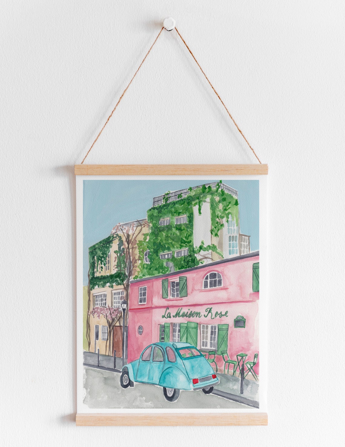 La Maison Rose Montmartre Print Paris Wall Decor Parisian Art Print Pink House Painting French Street Scene Paris Cityscape - Image 4