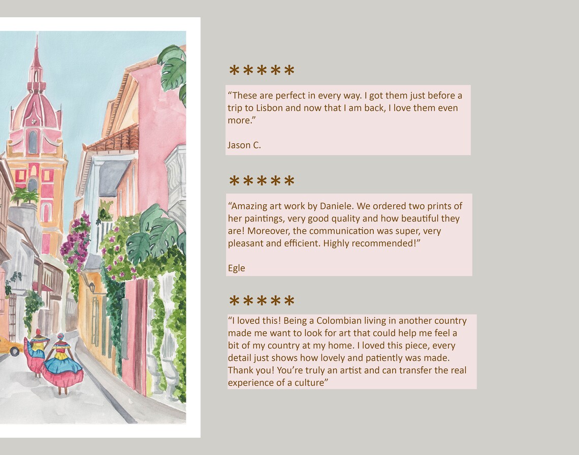 Cartagena, Colombia Cityscape Travel Poster Print - Image 3