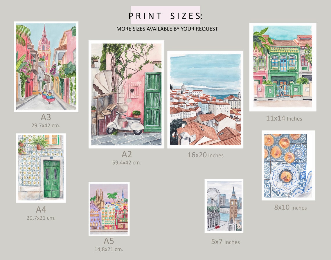 Lisbon Art Print Portugal Poster Portuguese Gifts Lisbon Wall Decor Lisboa Wall Art Europe Print Lisbon Cityscape - Image 3