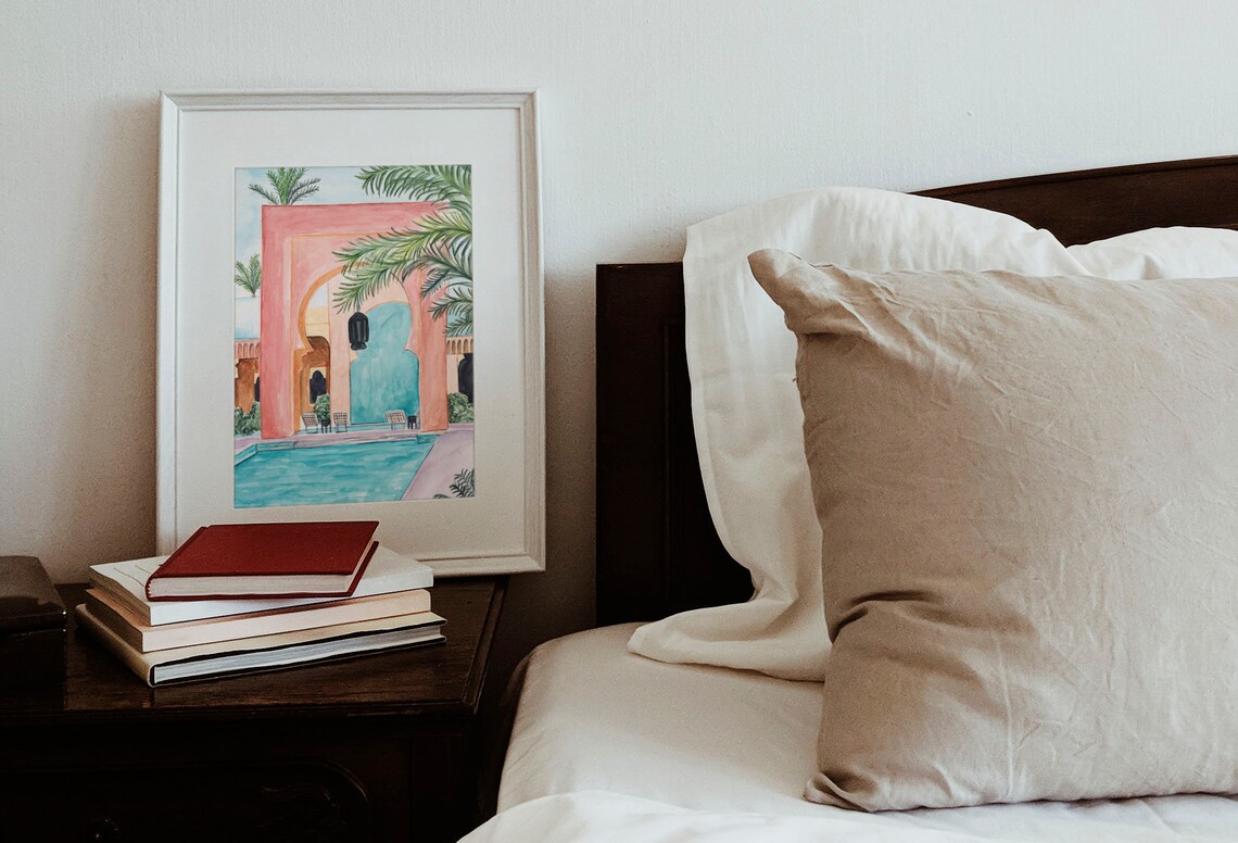Marrakech Morocco Travel Poster, Botanical Watercolor - Image 2