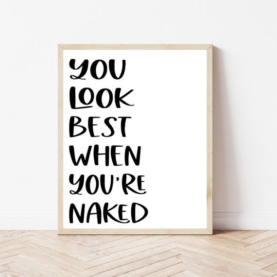Black White Print Bathroom Get Naked Sign Wall Decor Funny Master Art Apartment Naughty