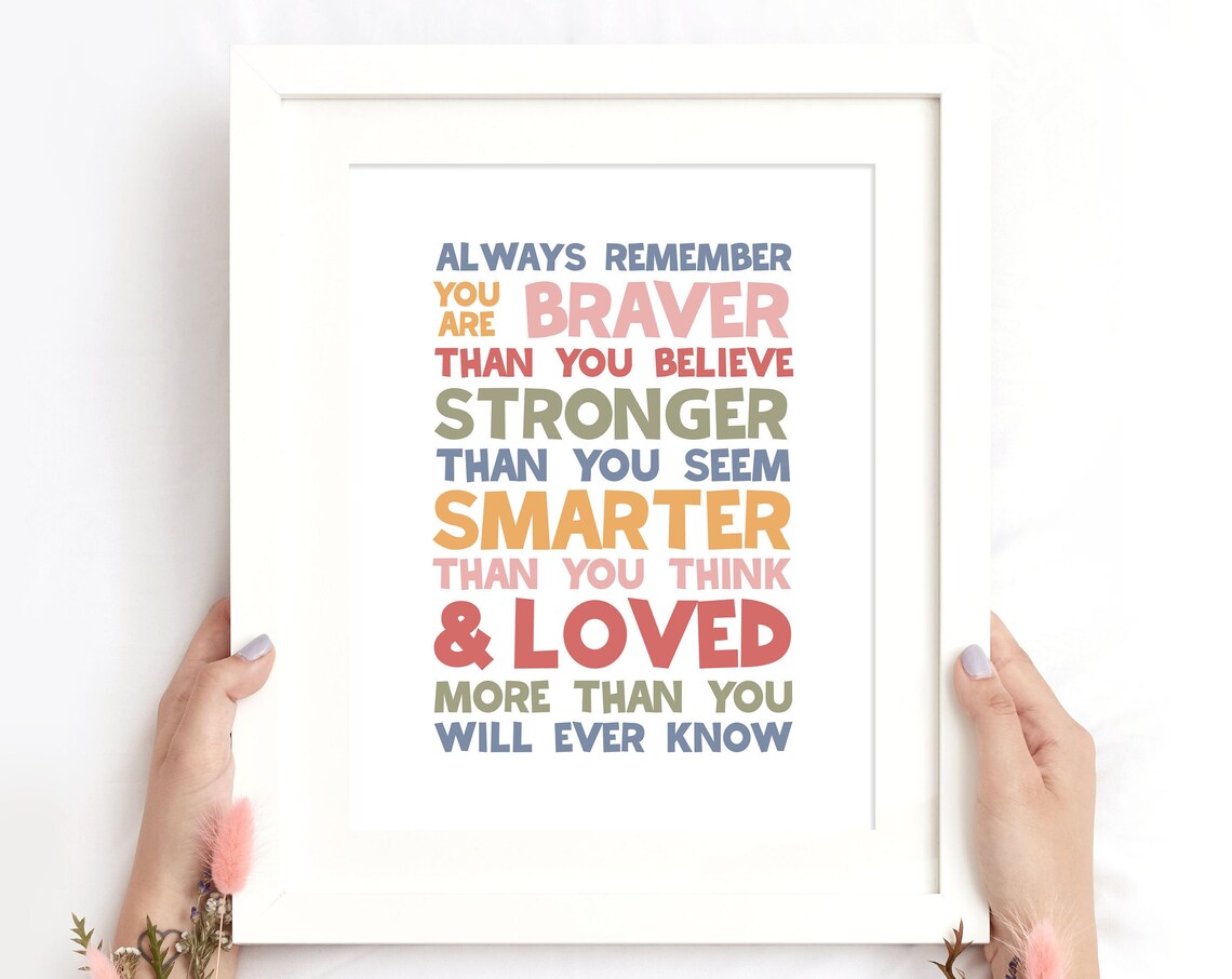Always Remember You Are Braver Stronger Smarter Loved Kids Poster - Image 2
