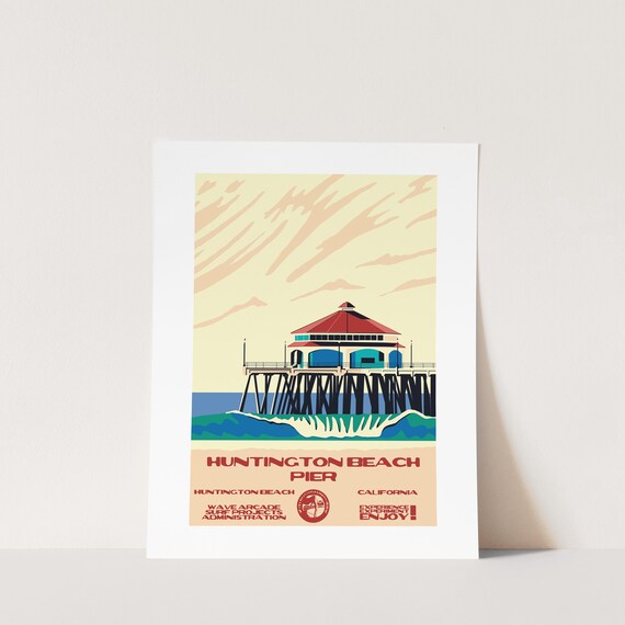Copy Huntington Beach Pier Huntington Beach Ca Surf Poster National Parks Style