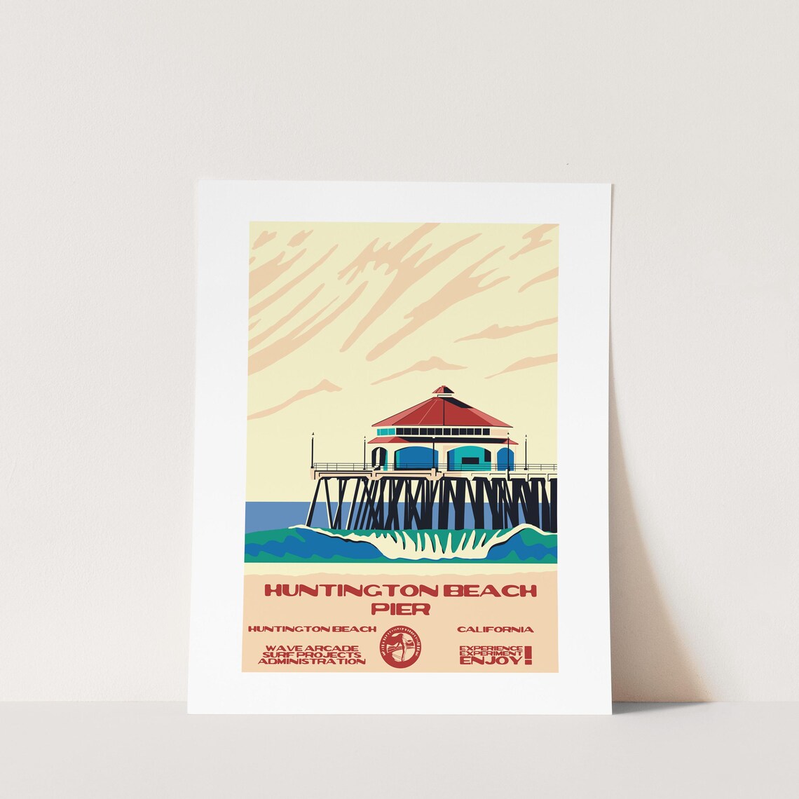 Copy Huntington Beach Pier Huntington Beach Ca Surf Poster National Parks Style