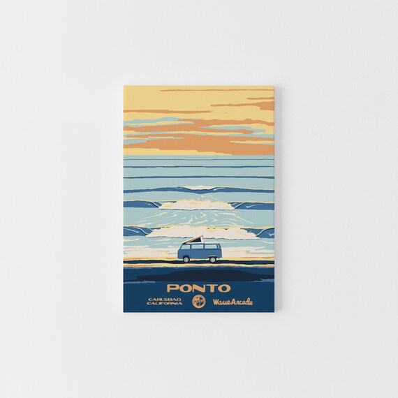 Ponto Carlsbad Ca Print National Parks Vintage Style Surf Art Framedunframed Coastal Print
