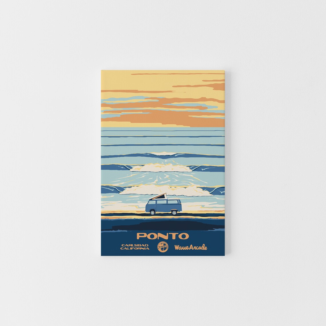 Ponto Carlsbad Ca Print National Parks Vintage Style Surf Art Framedunframed Coastal Print