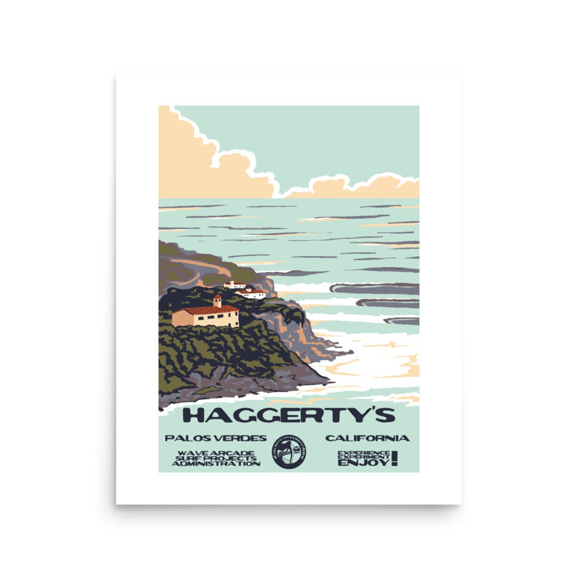 Haggertys Palos Verdes California Cliffside Surf Travel Poster - Image 2