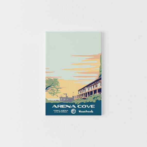 Arena Cove Point Arena Ca Print National Parks Vintage Style Surf Art Framedunframed Coastal Print