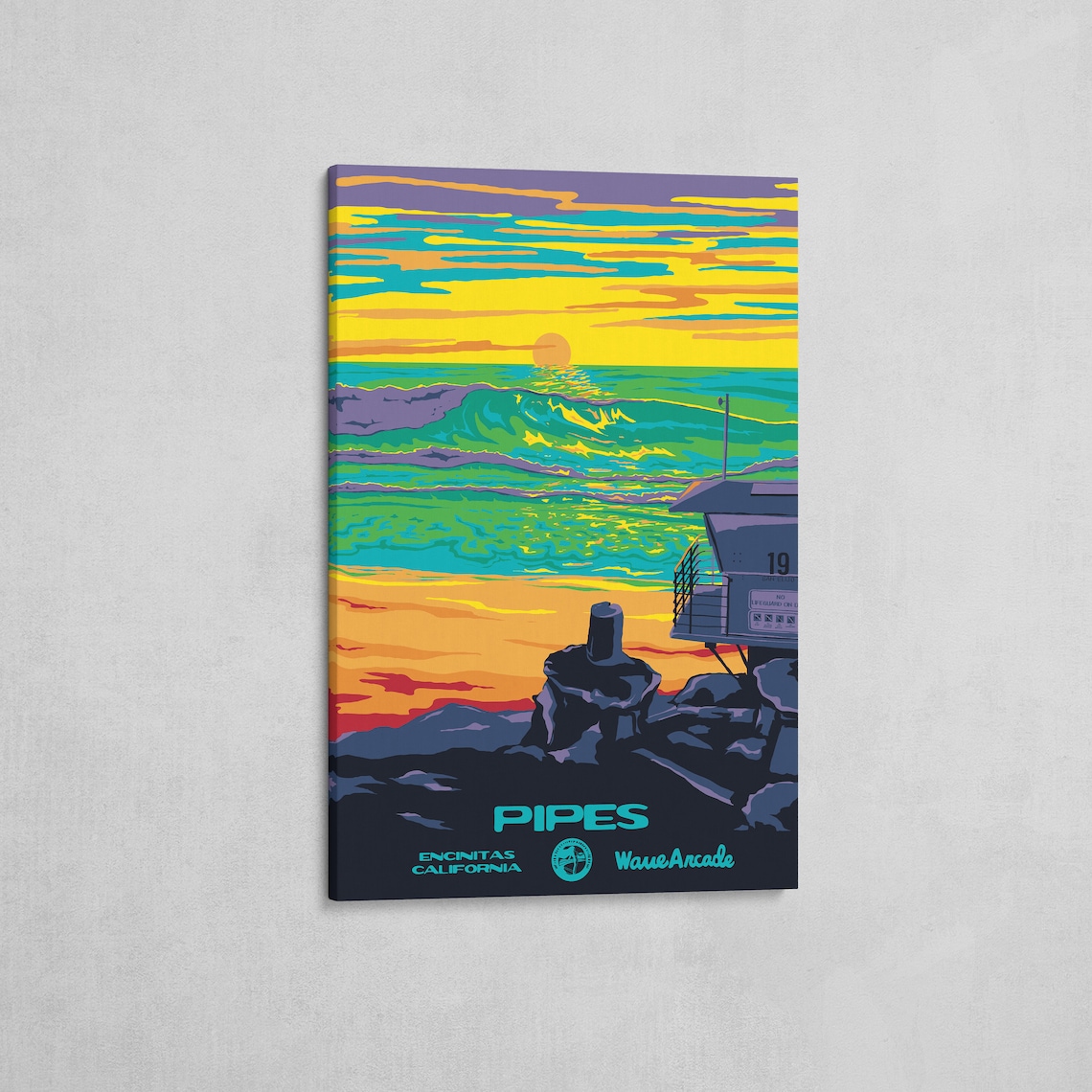 Pipes Encinitas Ca Print National Parks Vintage Style Surf Art Framedunframed Coastal Print - Image 2