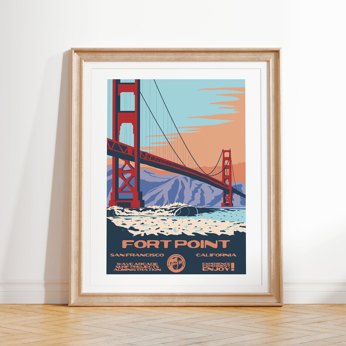 Fort Point Vintage National Parks Surf Poster