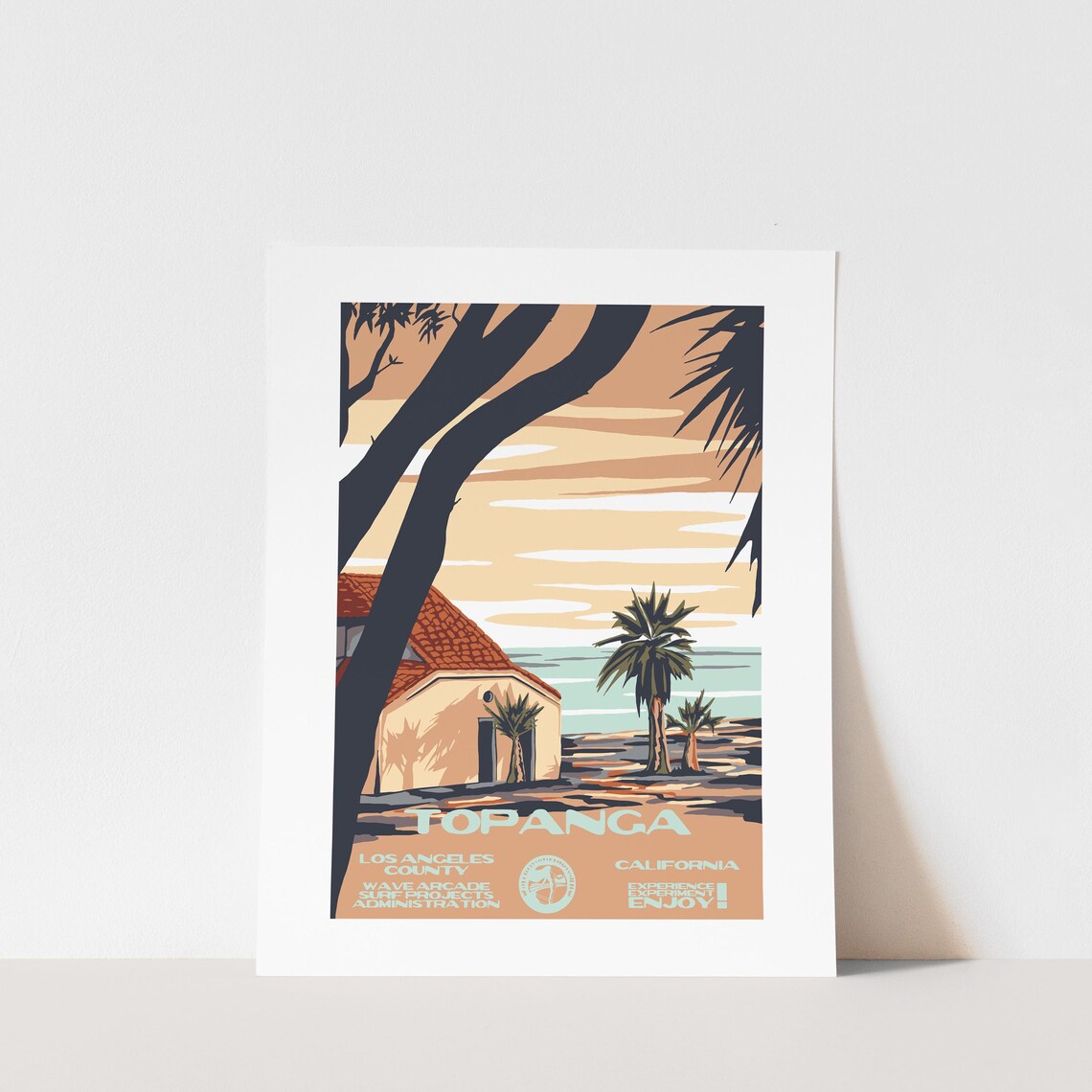 Topanga Los Angeles County California Vintage Surf Travel Art Poster