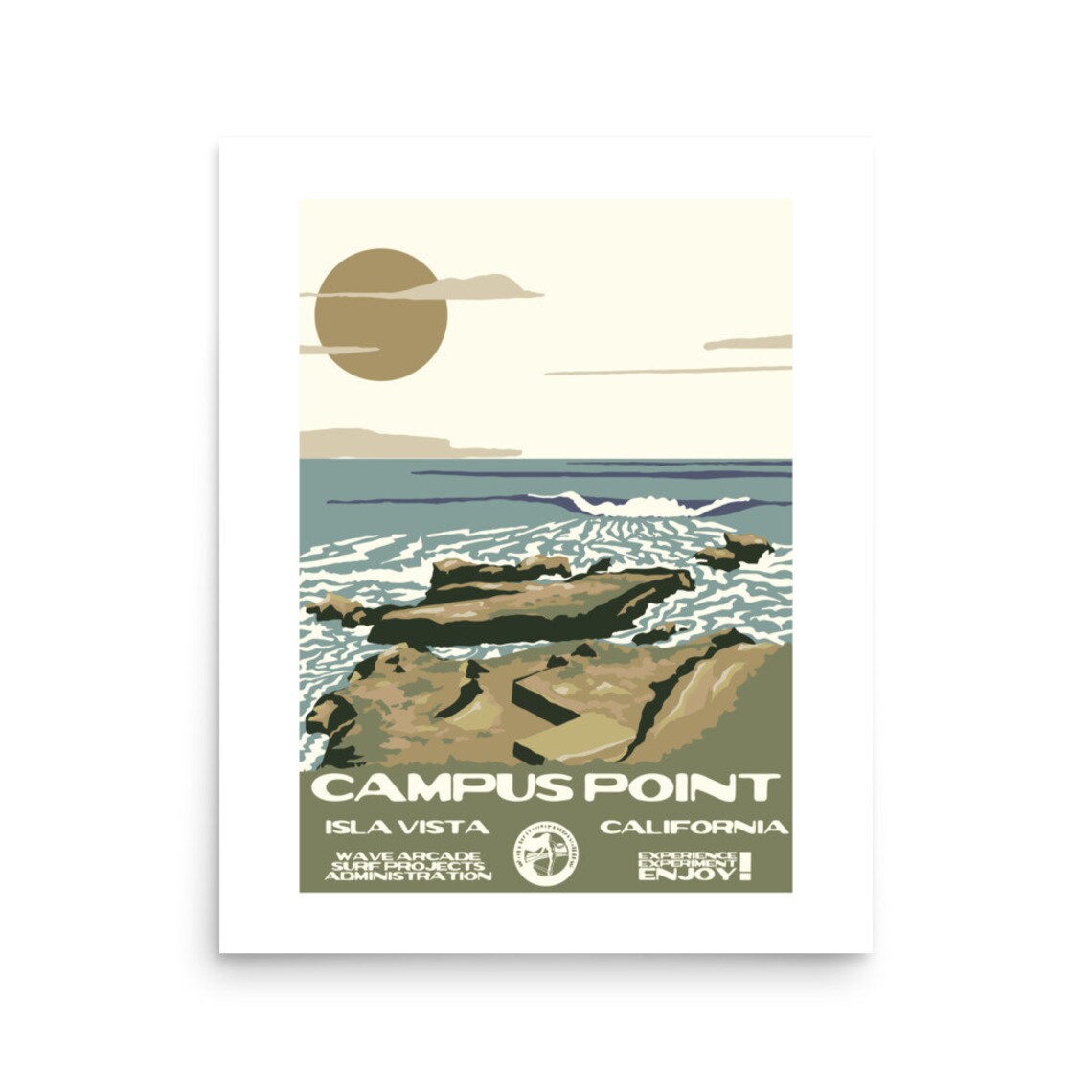 Copy Campus Point Isla Vista Ca Surf Poster National Parks Style - Image 2
