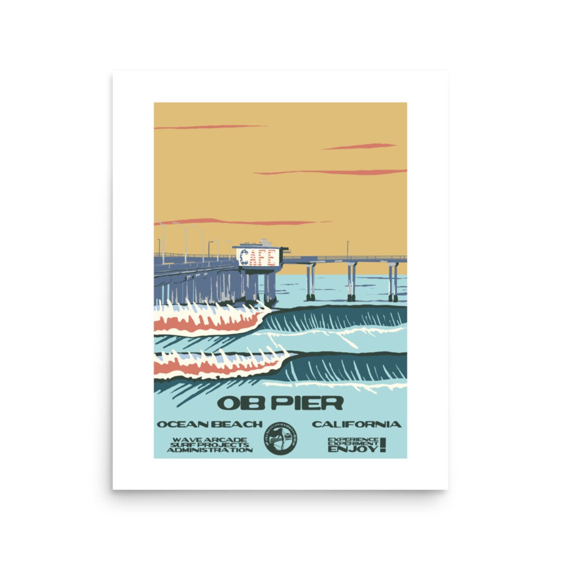 Copy Ob Pier Ocean Beach Ca Surf Poster National Parks Style - Image 2