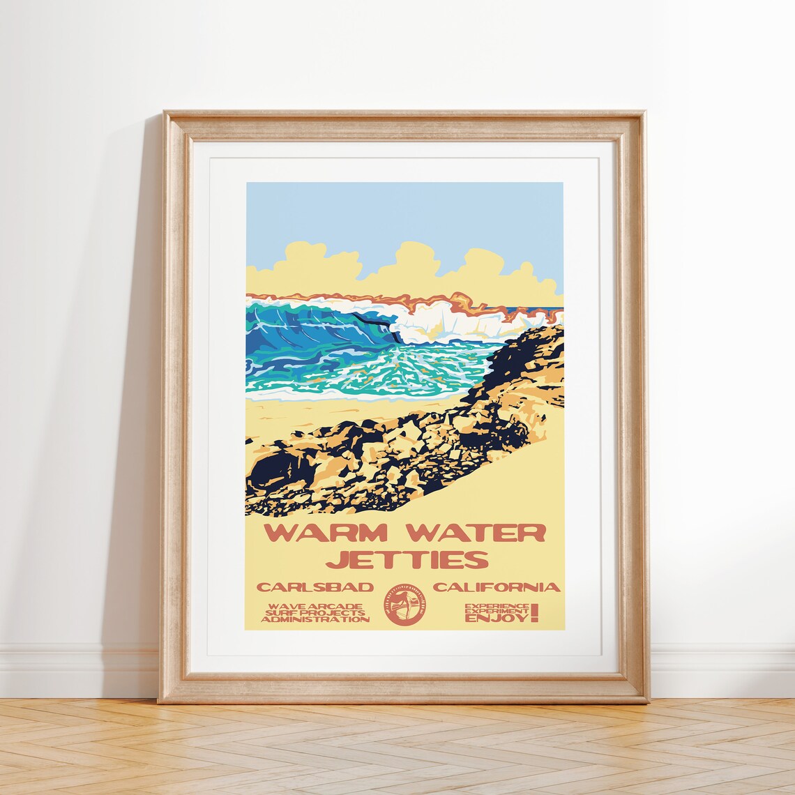 Warm Water Jetties Carlsbad California Surf Rocks Travel Art Print