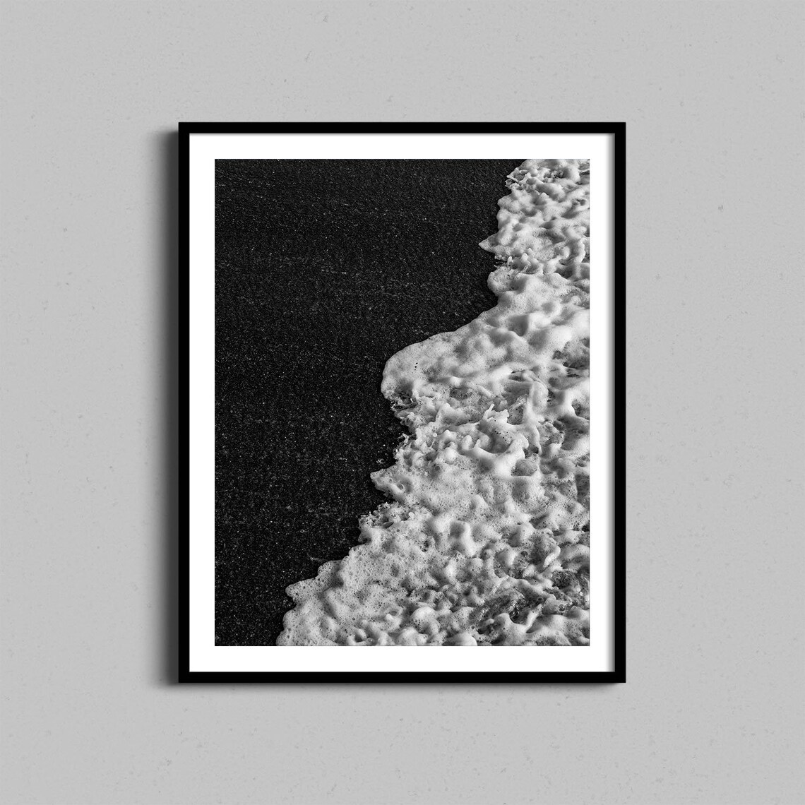 Black And White Sandy Beach Photography Art Print