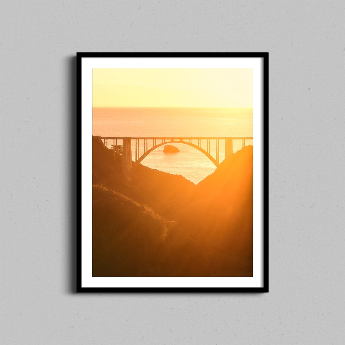 Big Sur Sunset Beach Art Print, Bixby Bridge