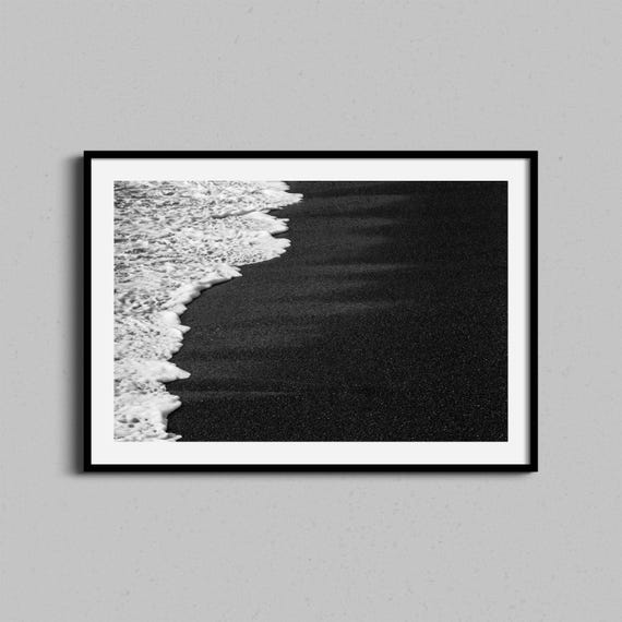 Beach Photography Print Waves And Ocean Landscape Wall Art Black White Photo Coastal Home Decor Abstract Framed Fine
