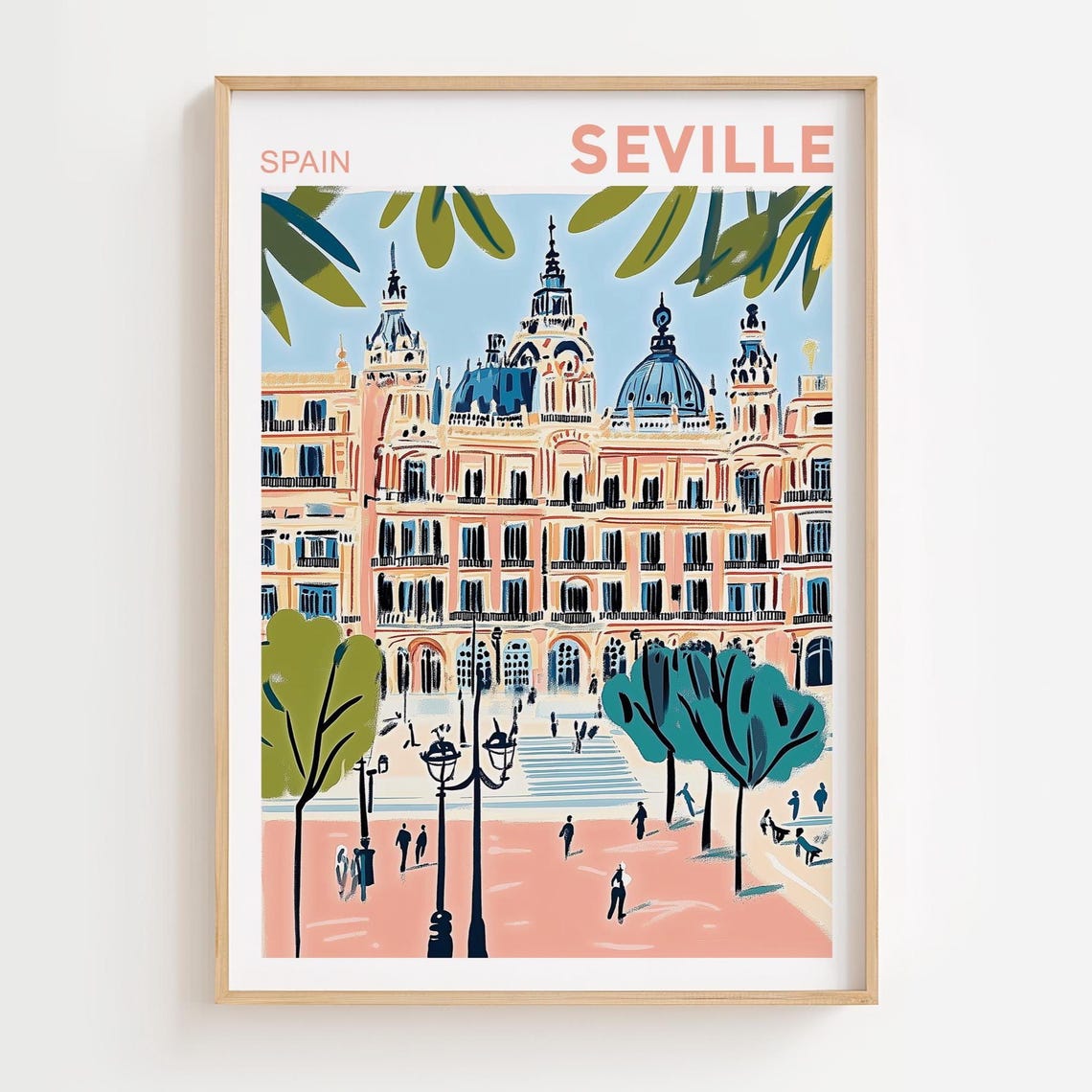 Seville, Spain Travel Poster, Plaza De Espana