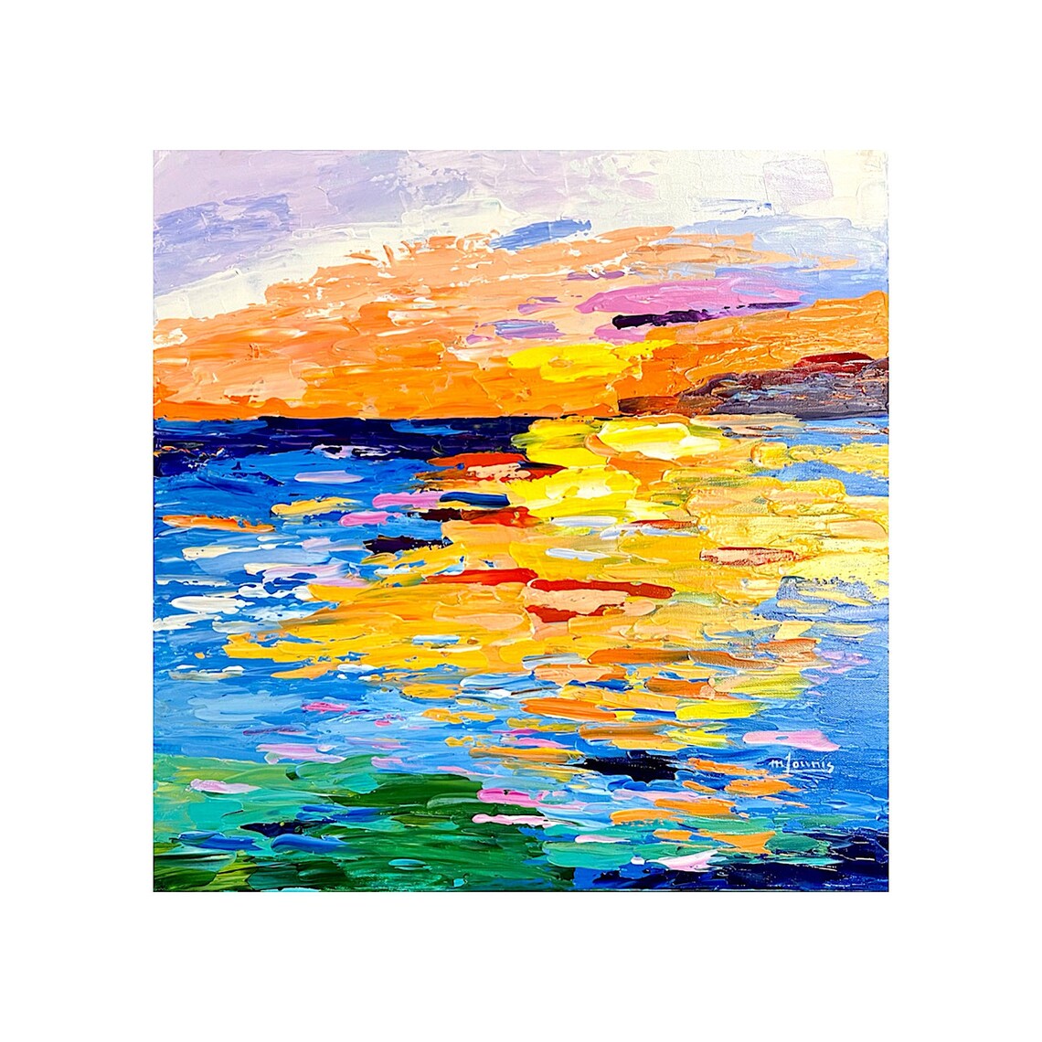 Florida Sunset Sea Wall Art Print, Abstract Ocean