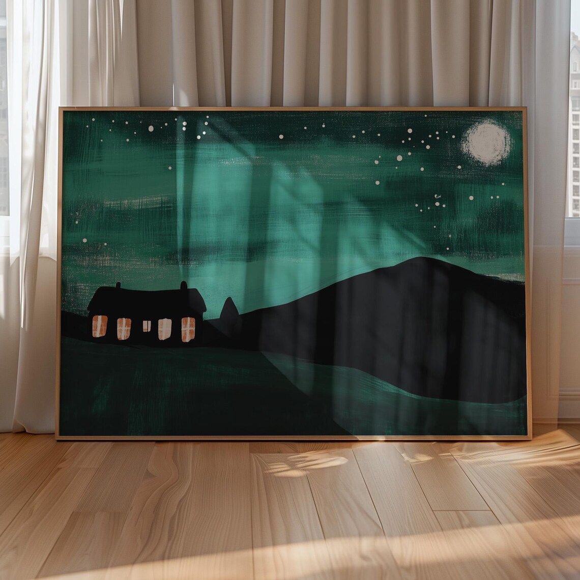 Minimalist Night Landscape Art Print, Starry Sky - Image 6