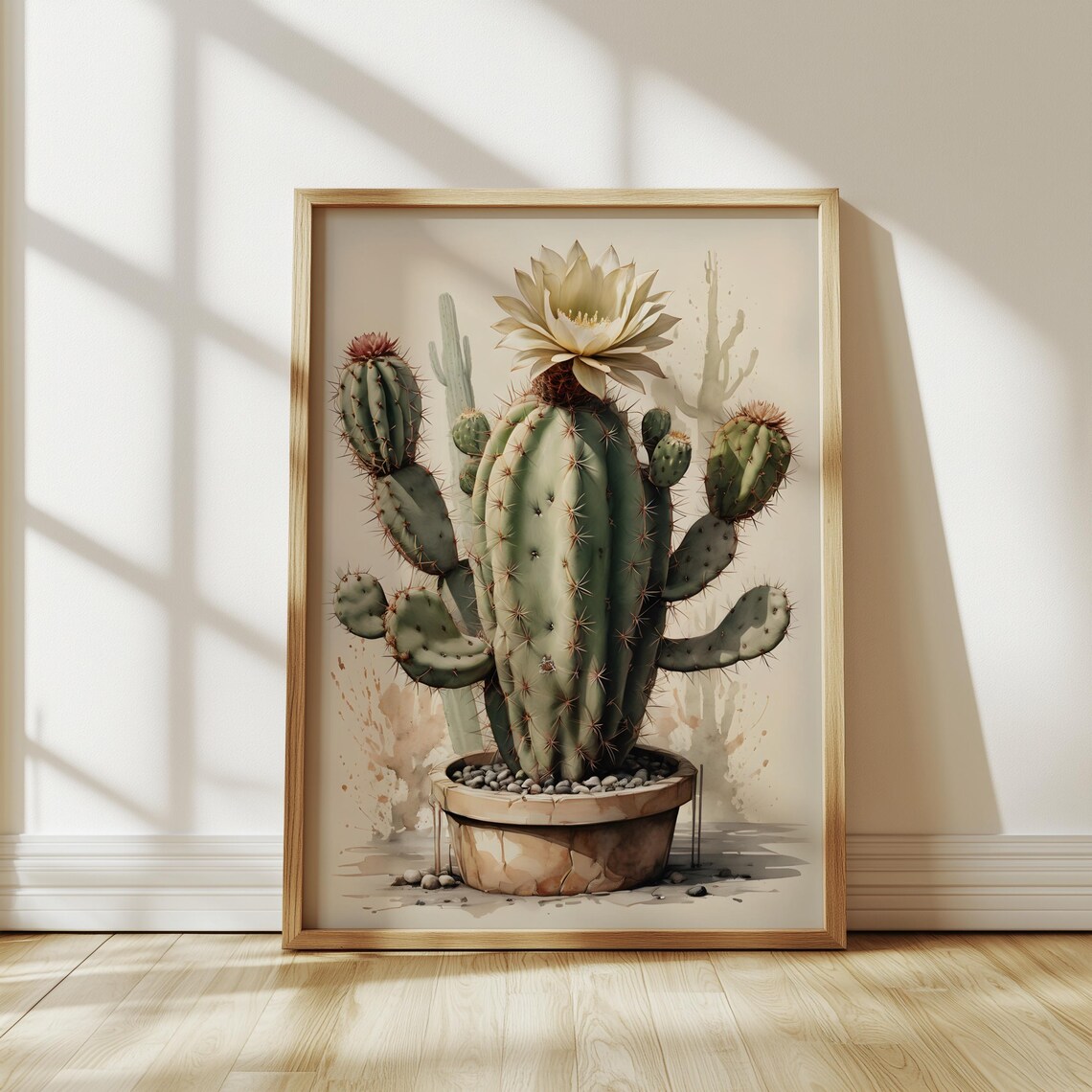 Potted Cactus, Southwestern Boho Desert Illustration