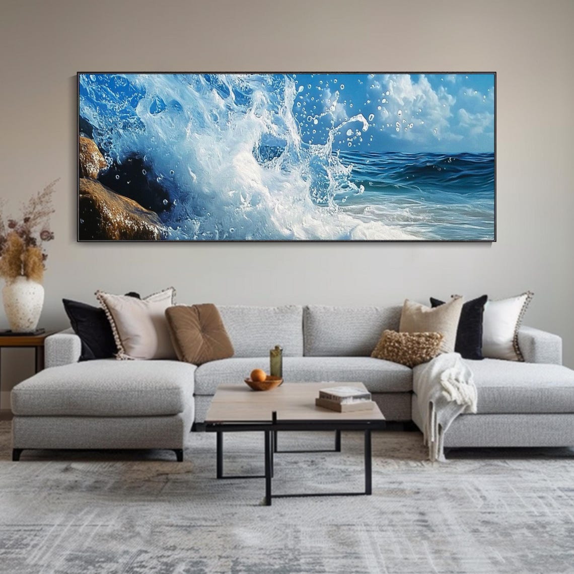 Crashing Ocean Wave Blue Water Splash Coastal Seascape Wall Art - Image 3