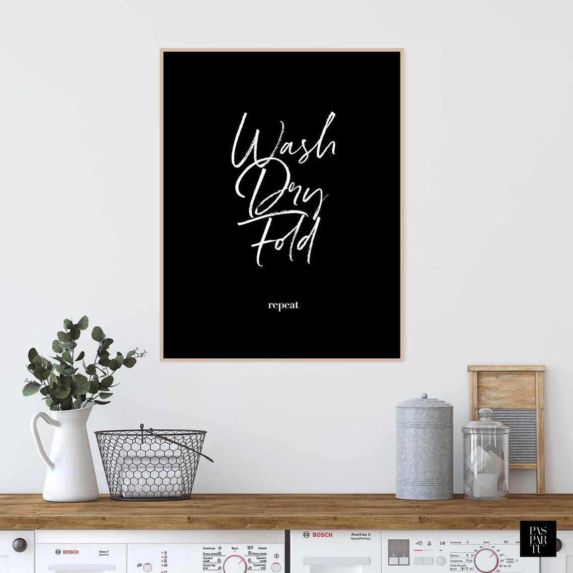 Wash Dry Fold Repeat Laundry Funny Print Laundry Black And White Modern Laundry Wall Art Black Laundry Room Decor Black Laundry Room Sign - Image 5