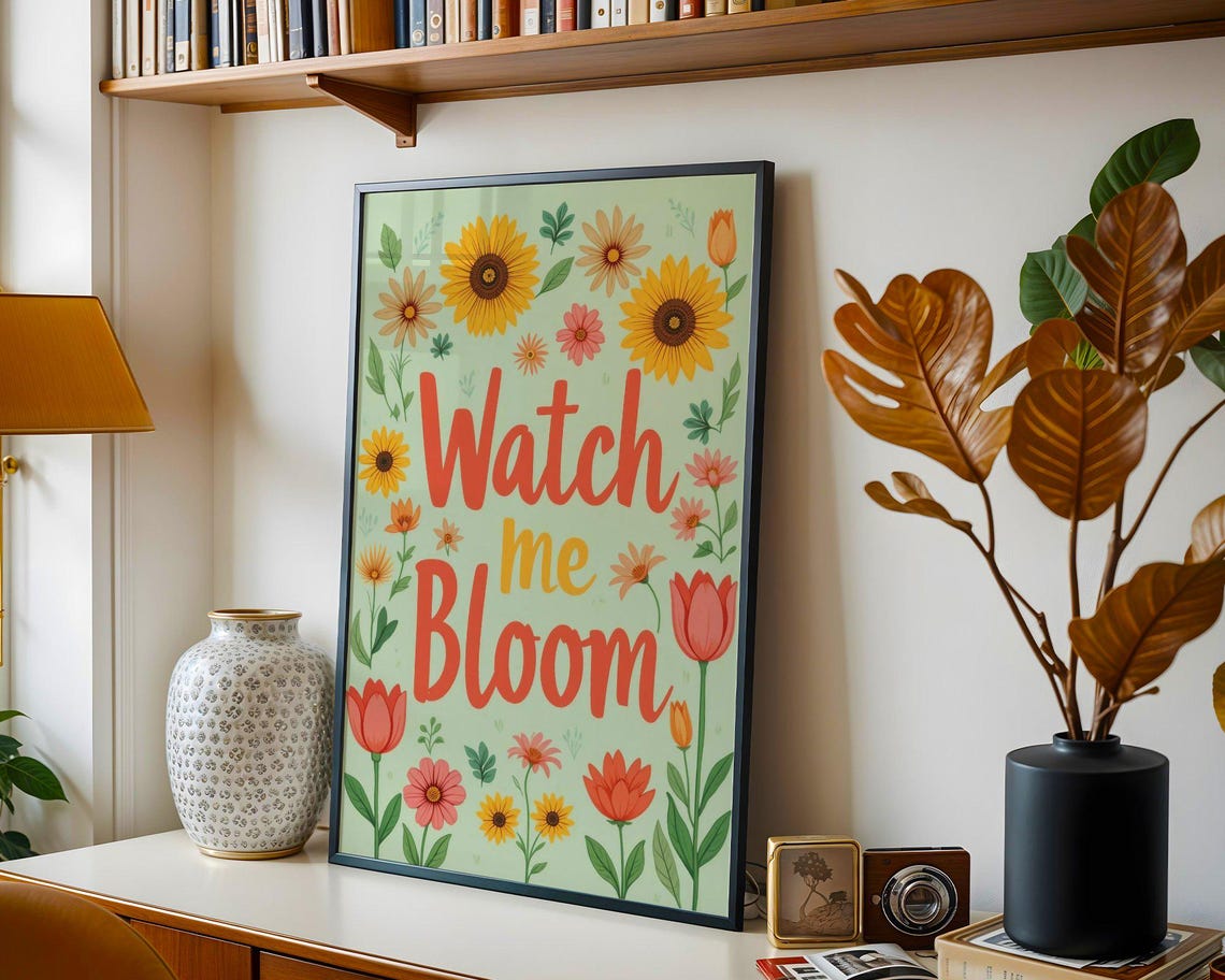 Watch Me Bloom Floral Typography Poster in Cheerful Spring Colors - Image 3