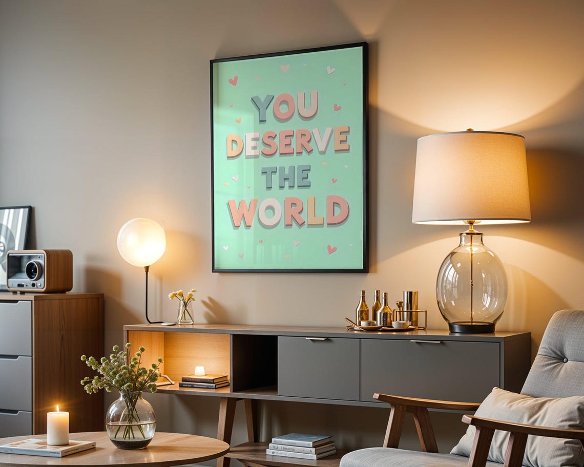You Deserve the World Pastel Typography Positive Quote Poster - Image 3