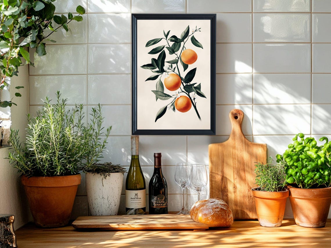 Vintage Orange Tree Branch Botanical Citrus Kitchen Art Print - Image 2